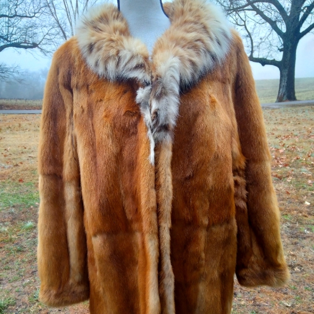 RARE WHISKEY MINK COAT with LYNX COLLAR..NWOT